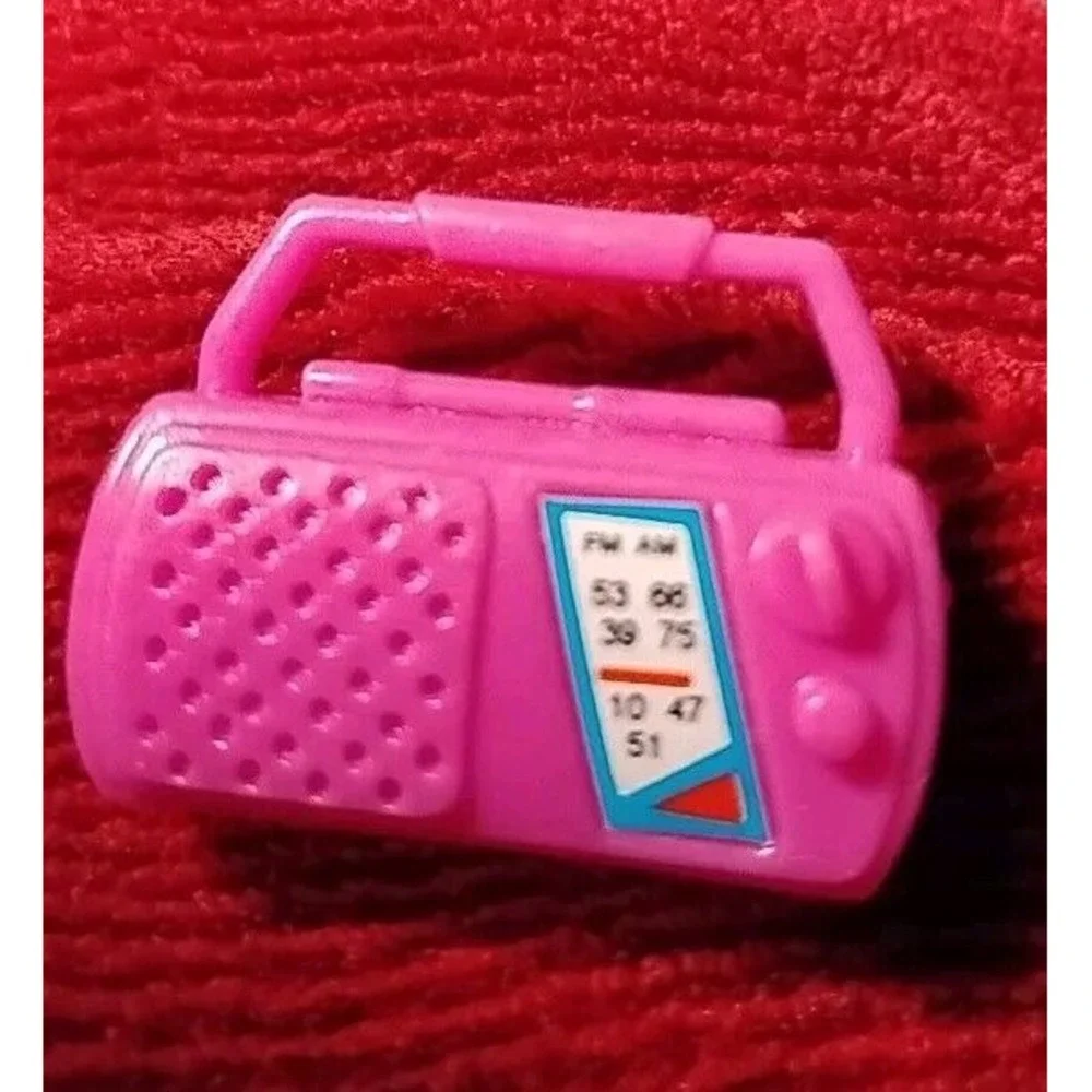 Barbie Radio Accessory Kids Toy Pink Handheld Handle Portable Miniature Size EUC